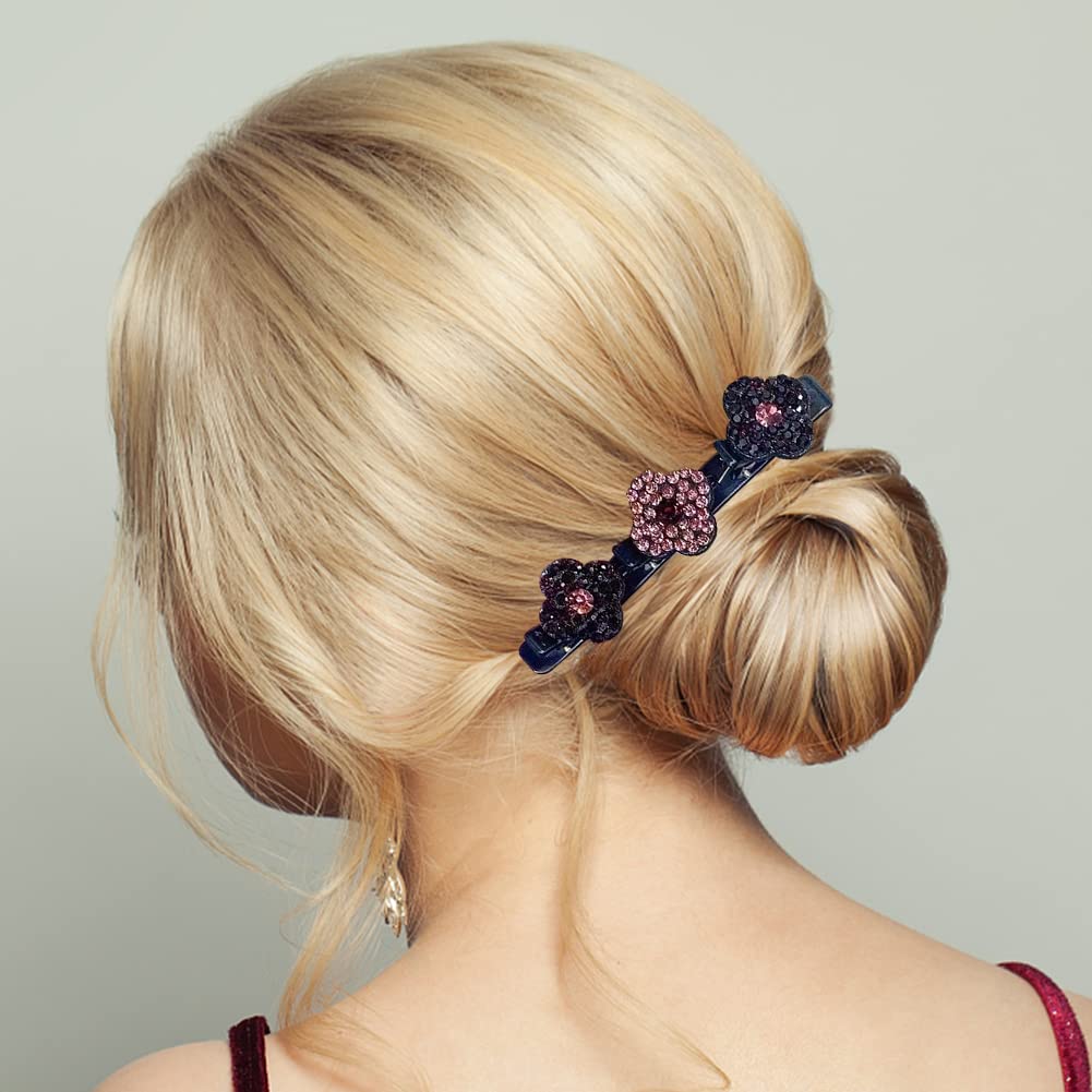 Trendy Floral Crystal Braided Hair Clips