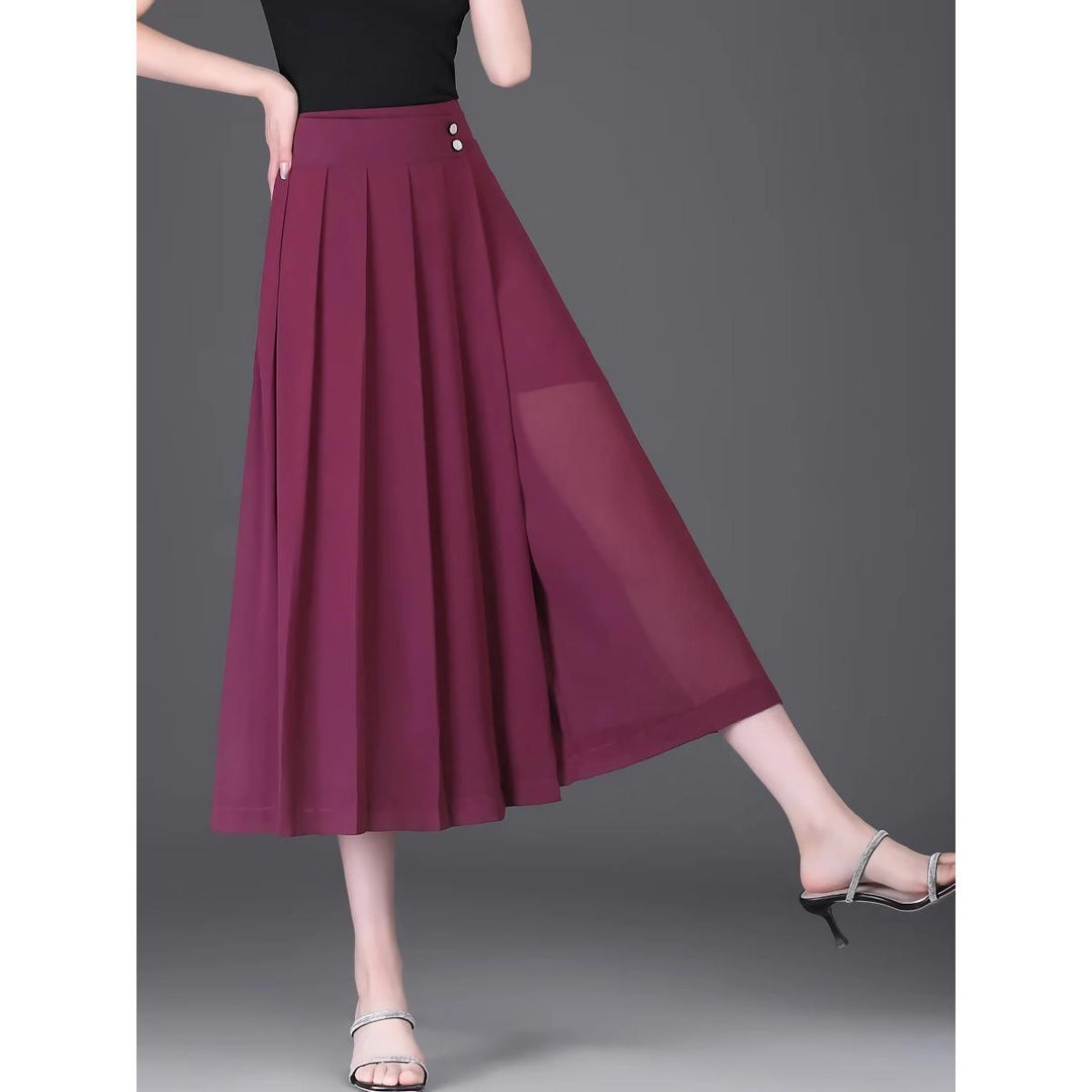 Elegant Chiffon Wide-Leg Capri Pants