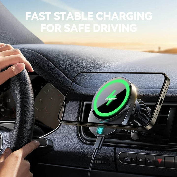 15W Magnetic Car Phone Holder with Fast Wireless Charging