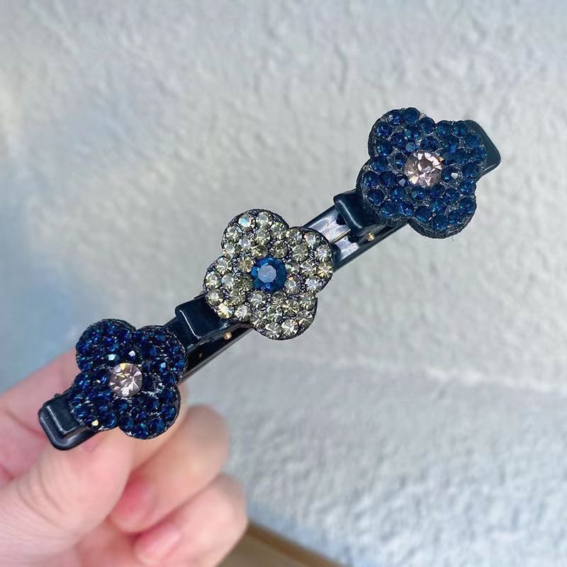 Trendy Floral Crystal Braided Hair Clips