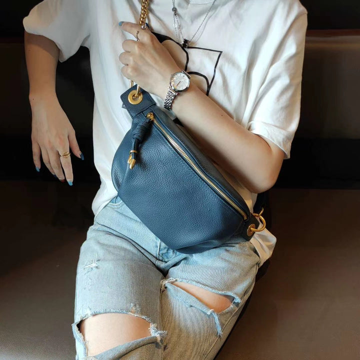 New Fashion Trendy Top Layer Cow Leather Wide Shoulder Strap Shoulder Messenger Bag