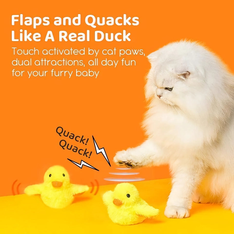 Interactive Flapping Duck Cat Toy - Rechargeable, Washable, with Catnip & Vibration Sensor