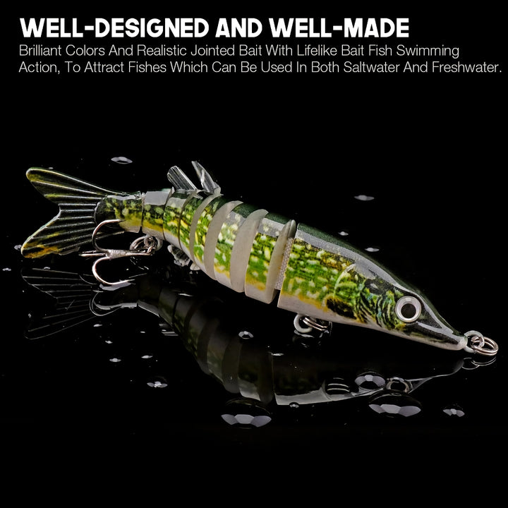 10cm 8.7g Mini Pike Crankbait Fishing Lure - Slow Sinking Artificial Swimbait for Pike, Bass, and More