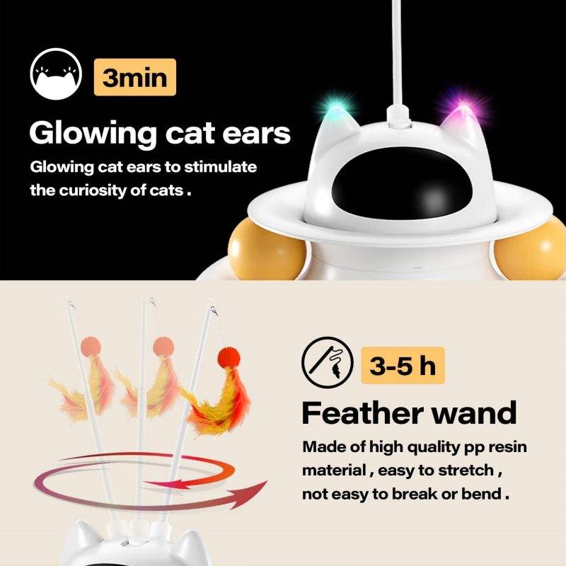 4-in-1 Interactive Cat Teaser Toy with Laser, Feather Stick, and Trackball