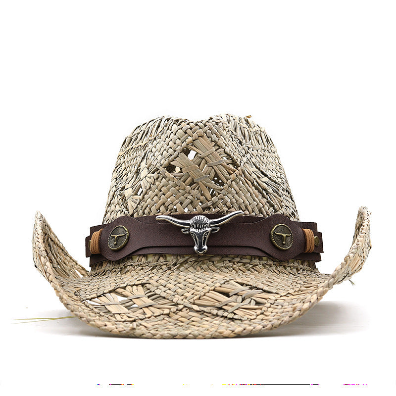 Belt Decoration Natural Grass Hand-knitted Western Cowboy Hat