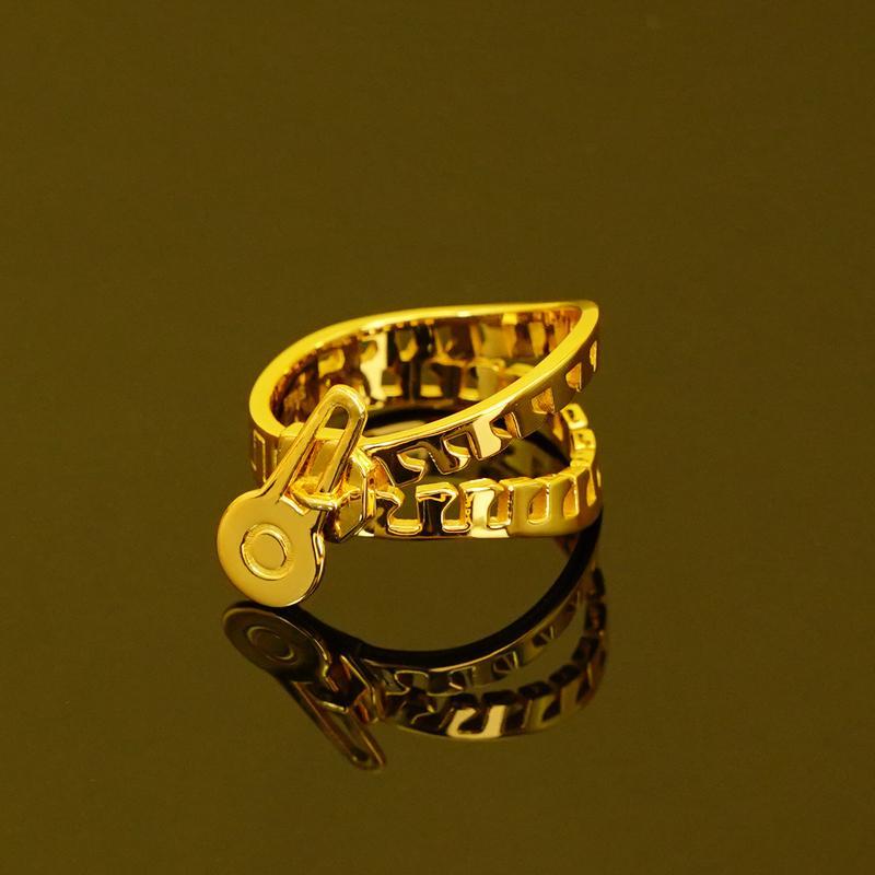 Fashion Simple Silver Gold Plated Zipper Ring