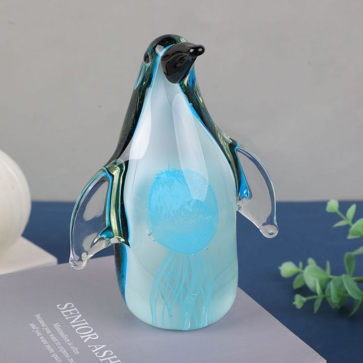 Creative Glass Penguin Handmade Glass Marine Animal Sculpture Exquisite Animal Ornaments