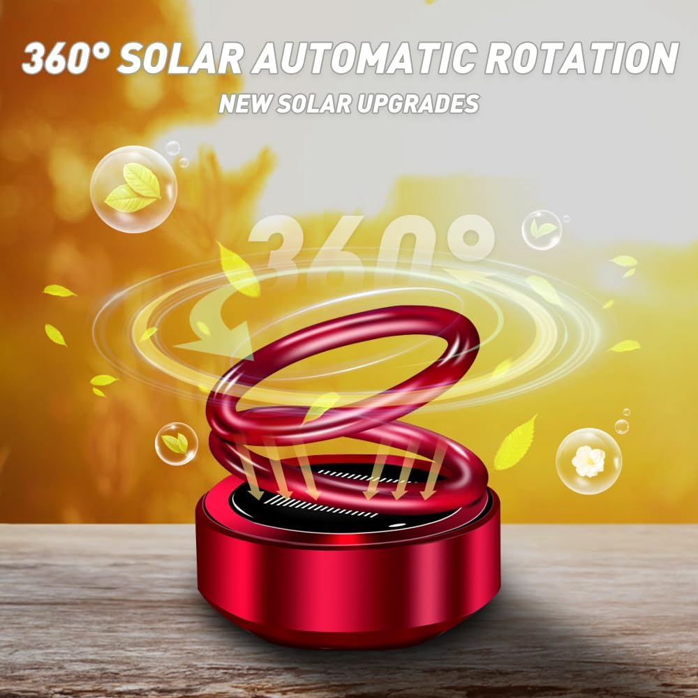 Solar Powered Car Air Freshener - Aromatherapy Diffuser with 360 Degree Rotation