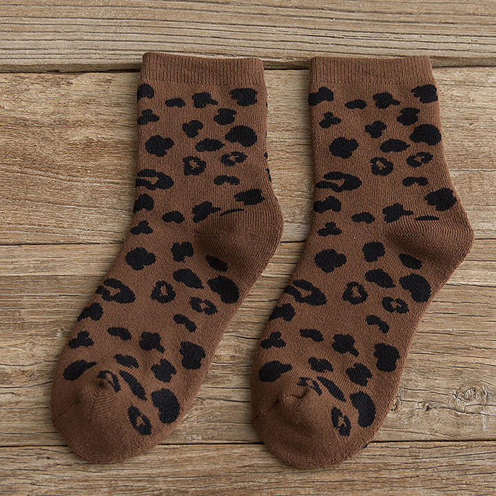 Spotted Leopard Print Women’s Warm Cotton Terry Tube Socks