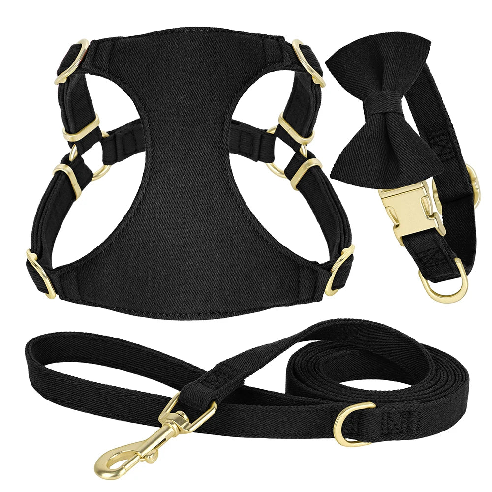 Bowtie Dog Collar Harness Leash Set