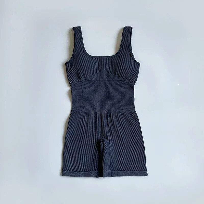 Women's Yoga One-Piece Ribbed Tank Top Jumpsuit