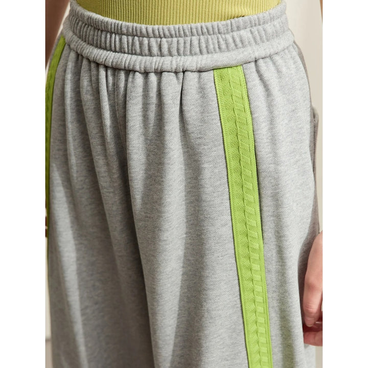 Minimalist Contrast Color Wide Leg Autumn Sweatpants for Women