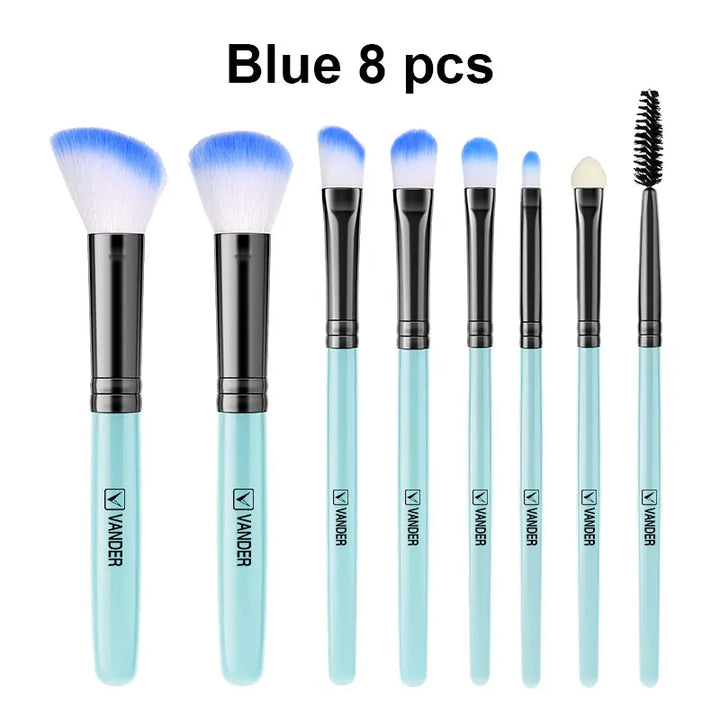 8Pcs Makeup Brush Set for Foundation, Powder, Blush & Eyeshadow - Face Beauty Tools