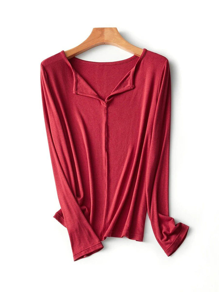 Elegant Square Neck Long Sleeve Tee