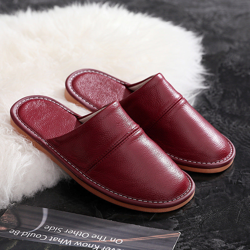 Light Luxury High-grade Baotou Leather Slippers Women Spring And Autumn Non-slip Mute