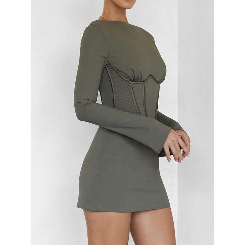 Full Sleeve Backless Mini Dress