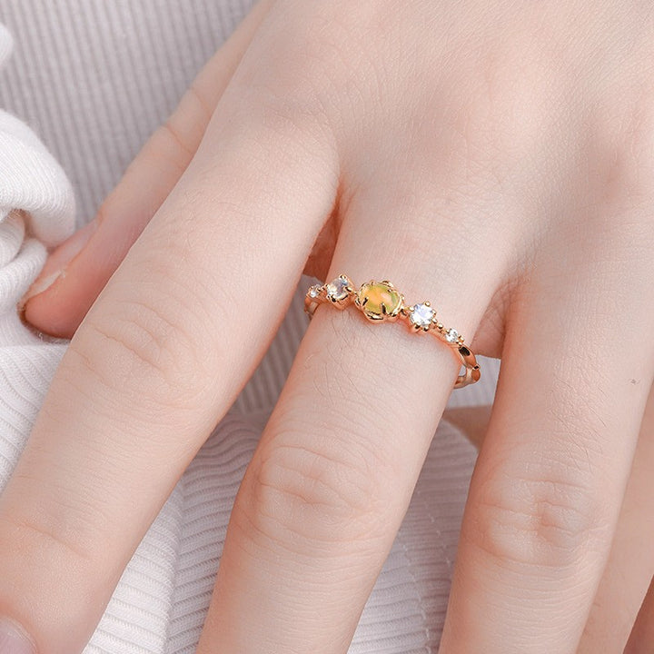 925 Silver Plated 14K Gold Female Ring