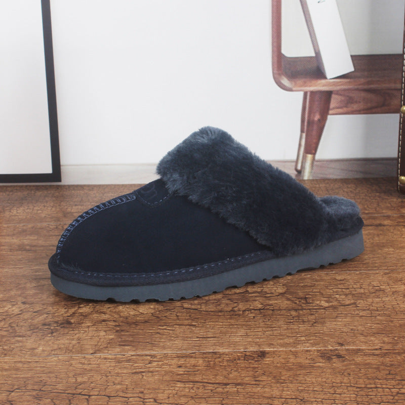 Men's And Women's Cowhide Toe Warm Slippers