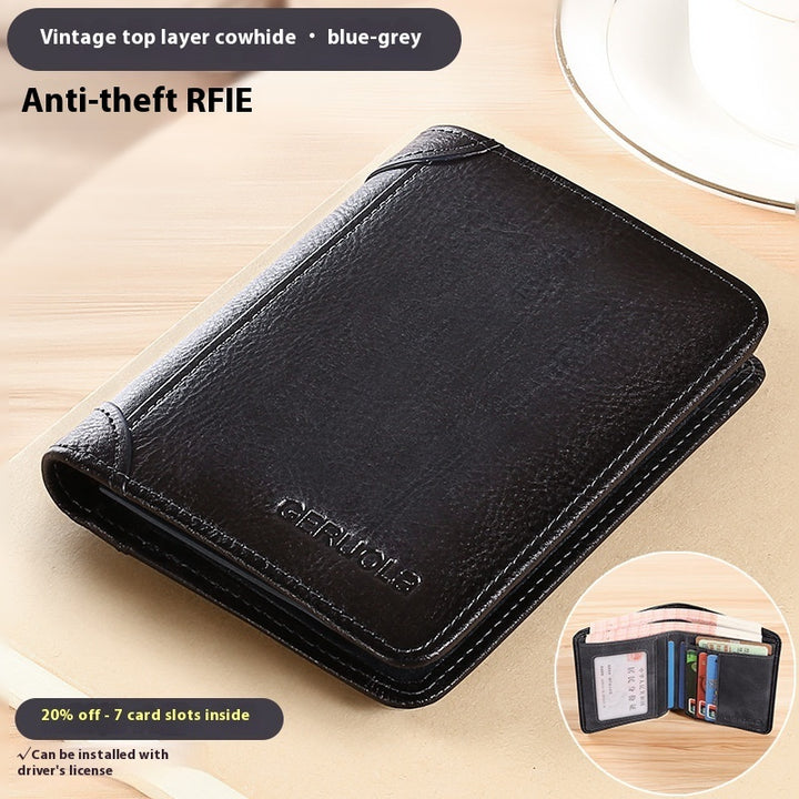 Genuine Leather Anti-theft Swiping Ultra-thin Cheng E Wallet