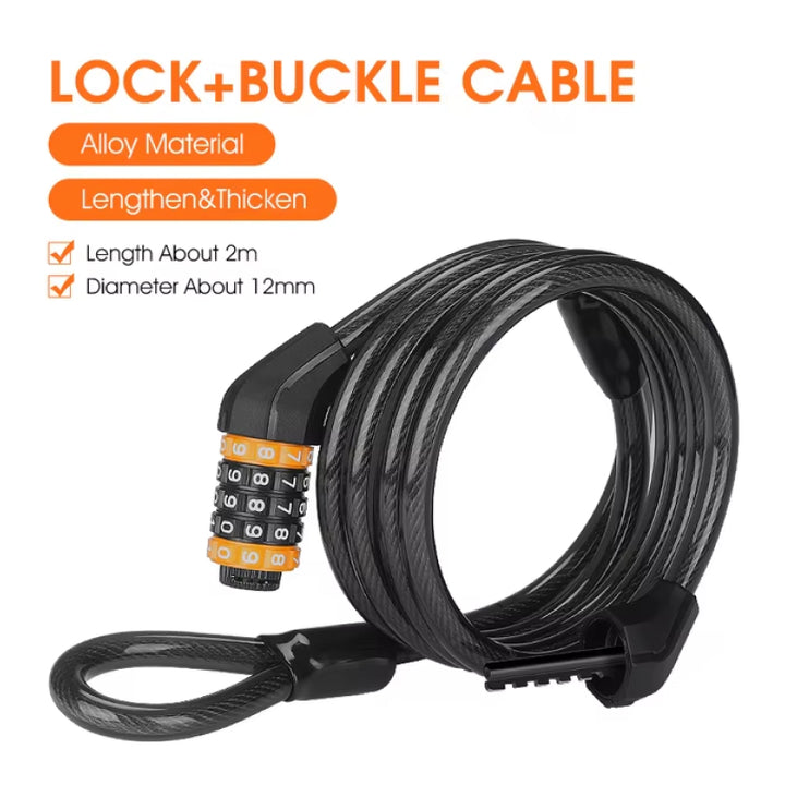 Secure Coiling Bike Cable Lock with Password Protection