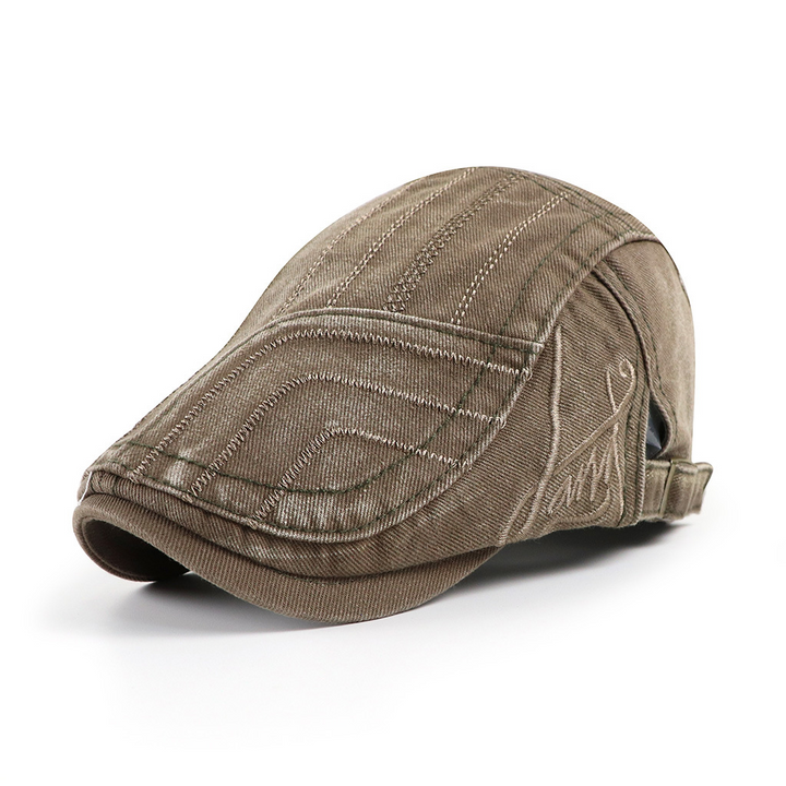 Gorro de boina con rayas bordadas de algodón unisex Duckbill Golf Hebilla plana Visor Cabbie Cap para hombres y mujeres