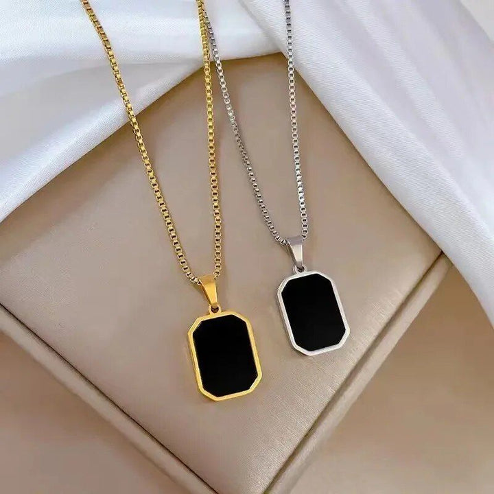 Geometric Gold-Color Square Pendant Necklace