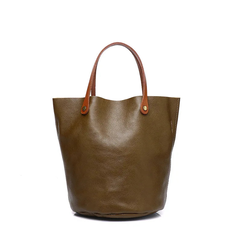 Retro Vegetable Tanned Leather Handbag