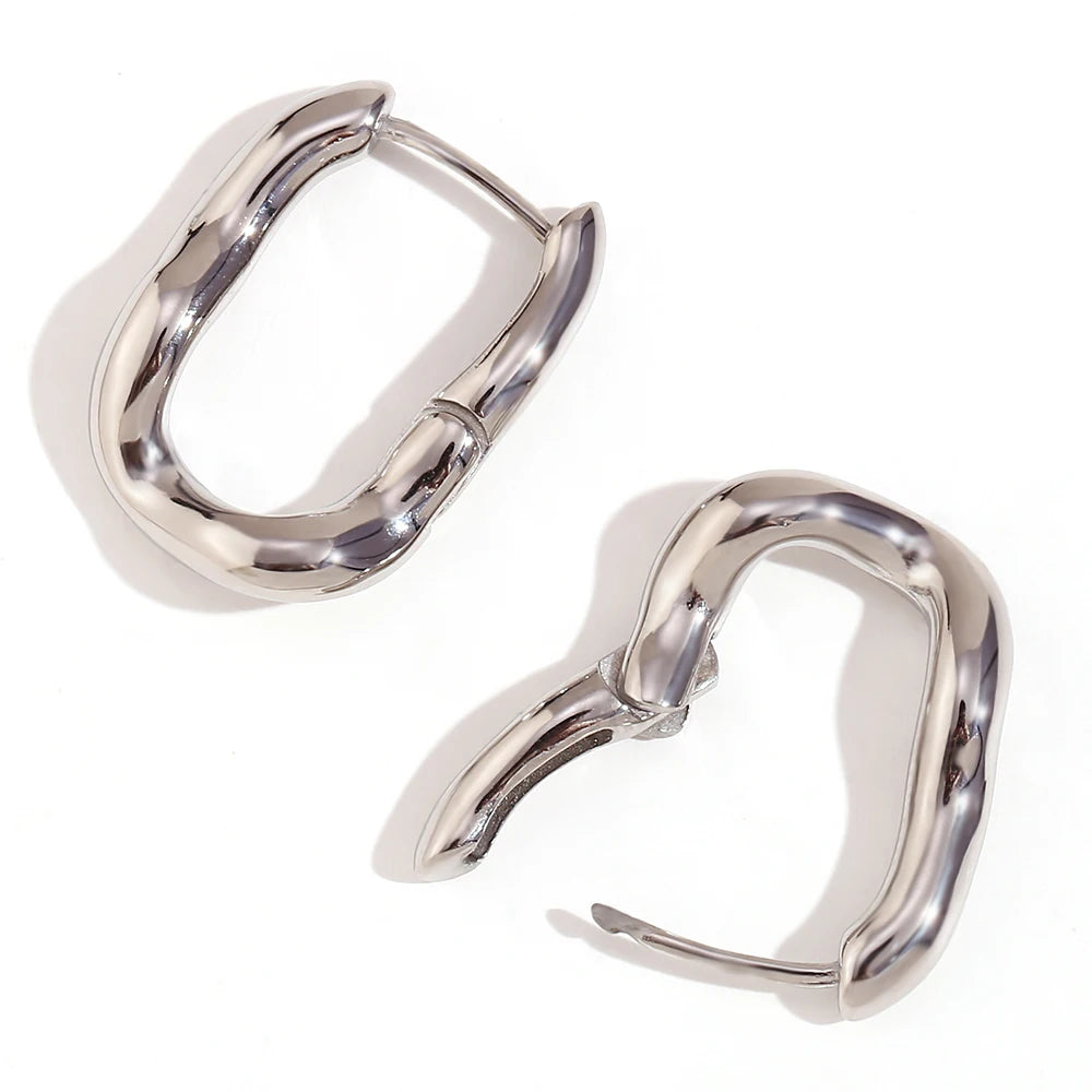 Trendy U-Shaped 18K Gold Plated Stainless Steel Hoop Earrings