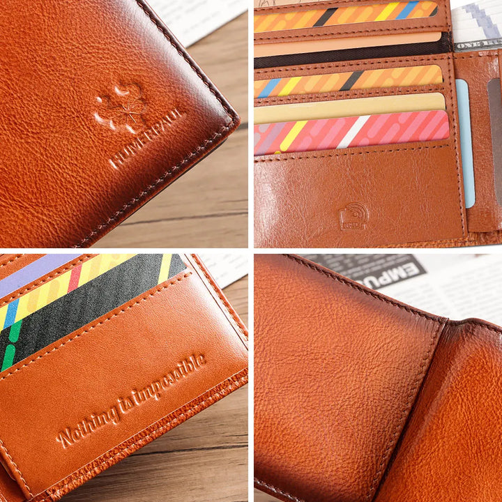 Genuine Leather RFID Blocking Bifold Wallet