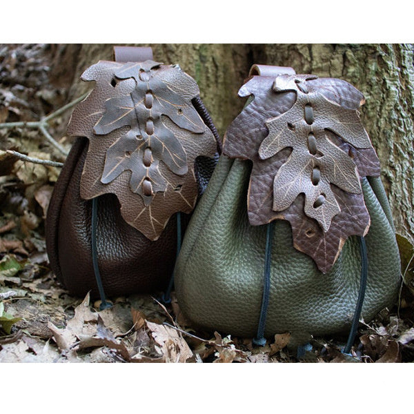 Faux Leather Medieval Leaf Pattern Belt Bag