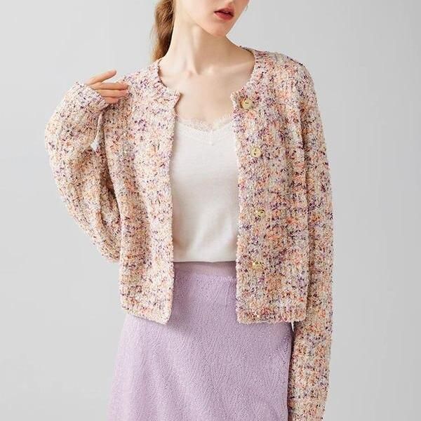 Elegant Geometric Pattern Short Cardigan for Women