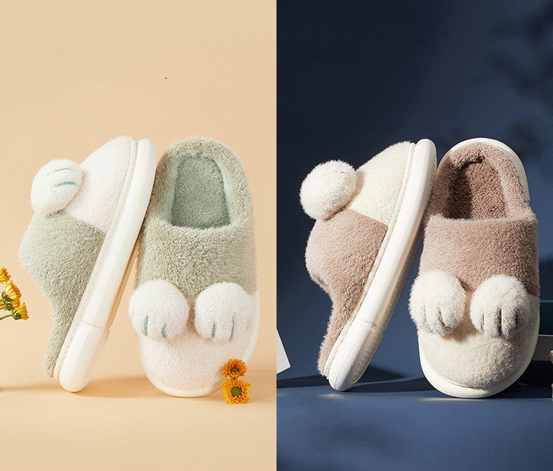 Cat's Claw Cotton Slippers Women Cute Plush