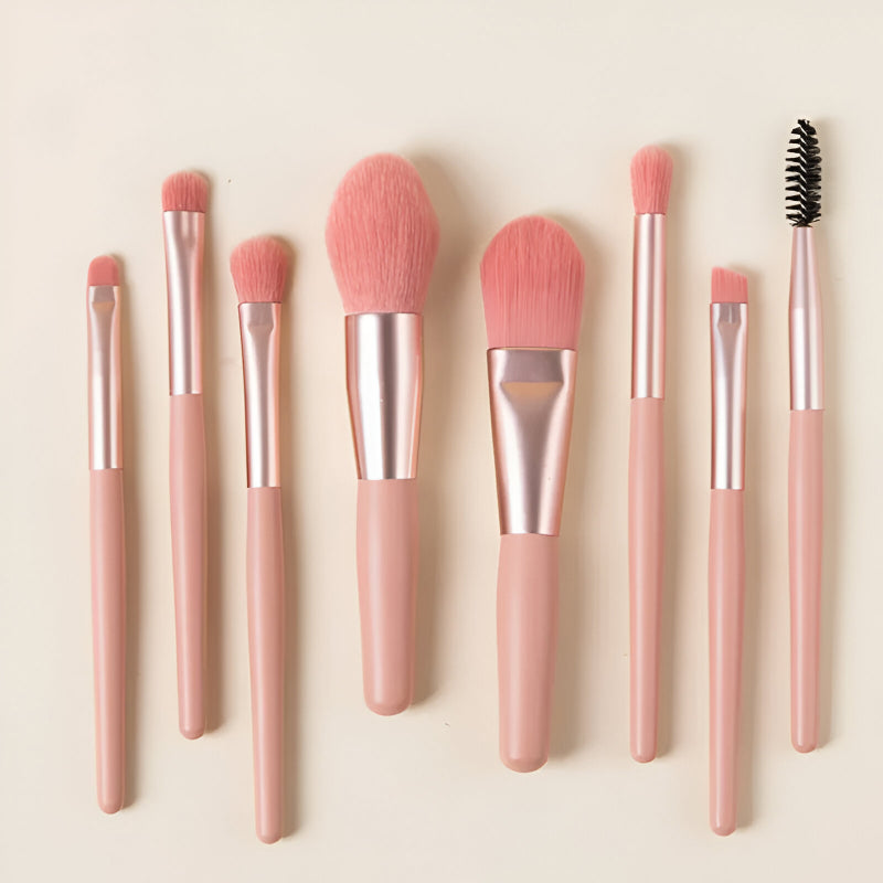 8-Piece Professional Makeup Brush Set for Powder, Eyeshadow, and Blush