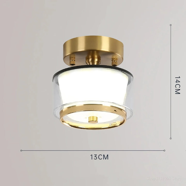 Modern LED Ceiling Light - Copper Lamp for Porch, Living Room, and Balcony