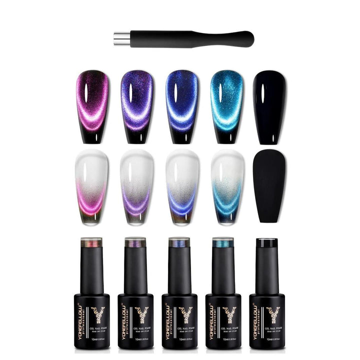 5pcs 10ml Dream Cat Magnetic Gel Nail Polish Set - Semi Permanent Soak Off UV LED Manicure