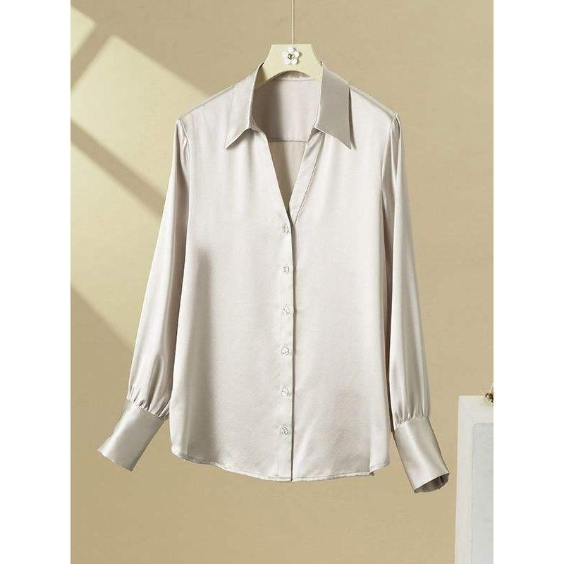 Chic 100% Silk V-Neck Blouse for Women