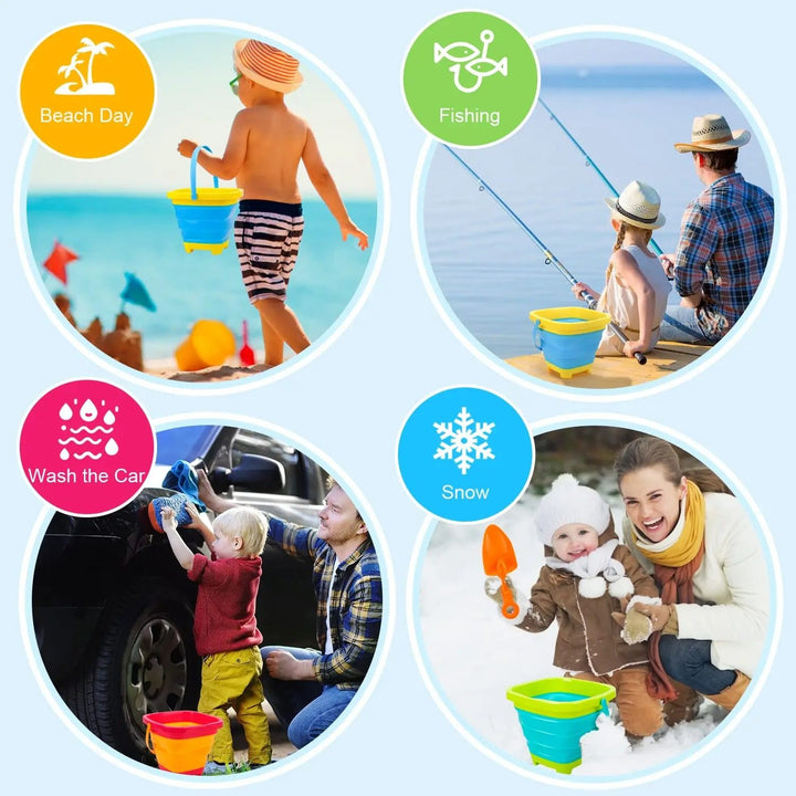 Portable Collapsible Silicone Beach Bucket for Kids