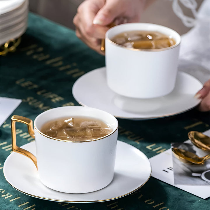 Elegant British Bone China Coffee Mug with Tray