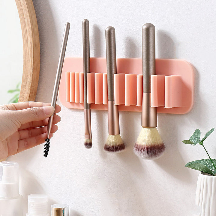 Wall-Mounted Silicone Makeup Brush Holder