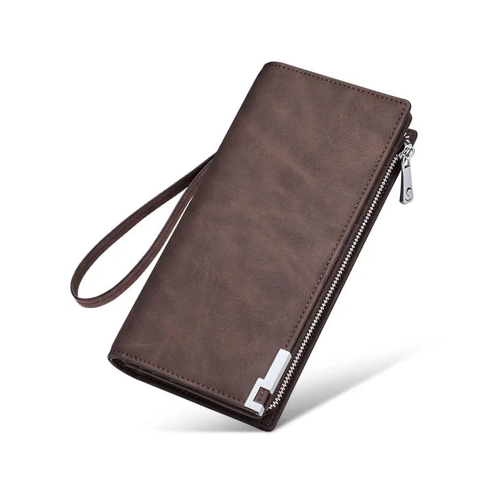 Luxury Long Leather Wallet for Men with Phone Holder