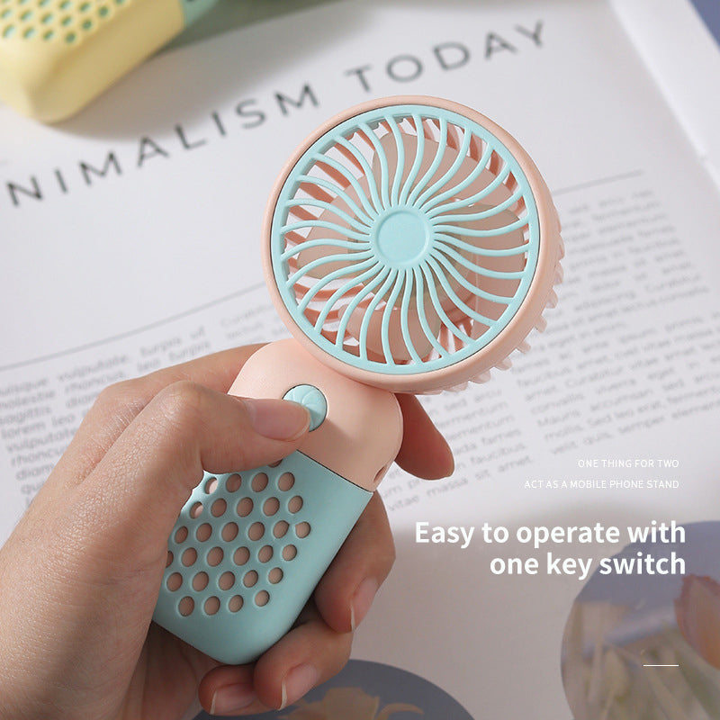 Cute USB Mini Handheld Rechargeable Fan - Pocket-Sized, Low-Noise, and Portable