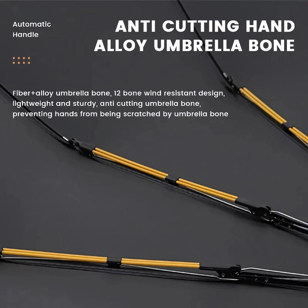 Durable Automatic Three-Fold UV Resistant Black Umbrella