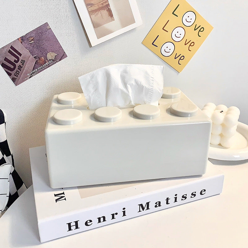 Creative Wall-Mounted Tissue Box Holder with Building Blocks