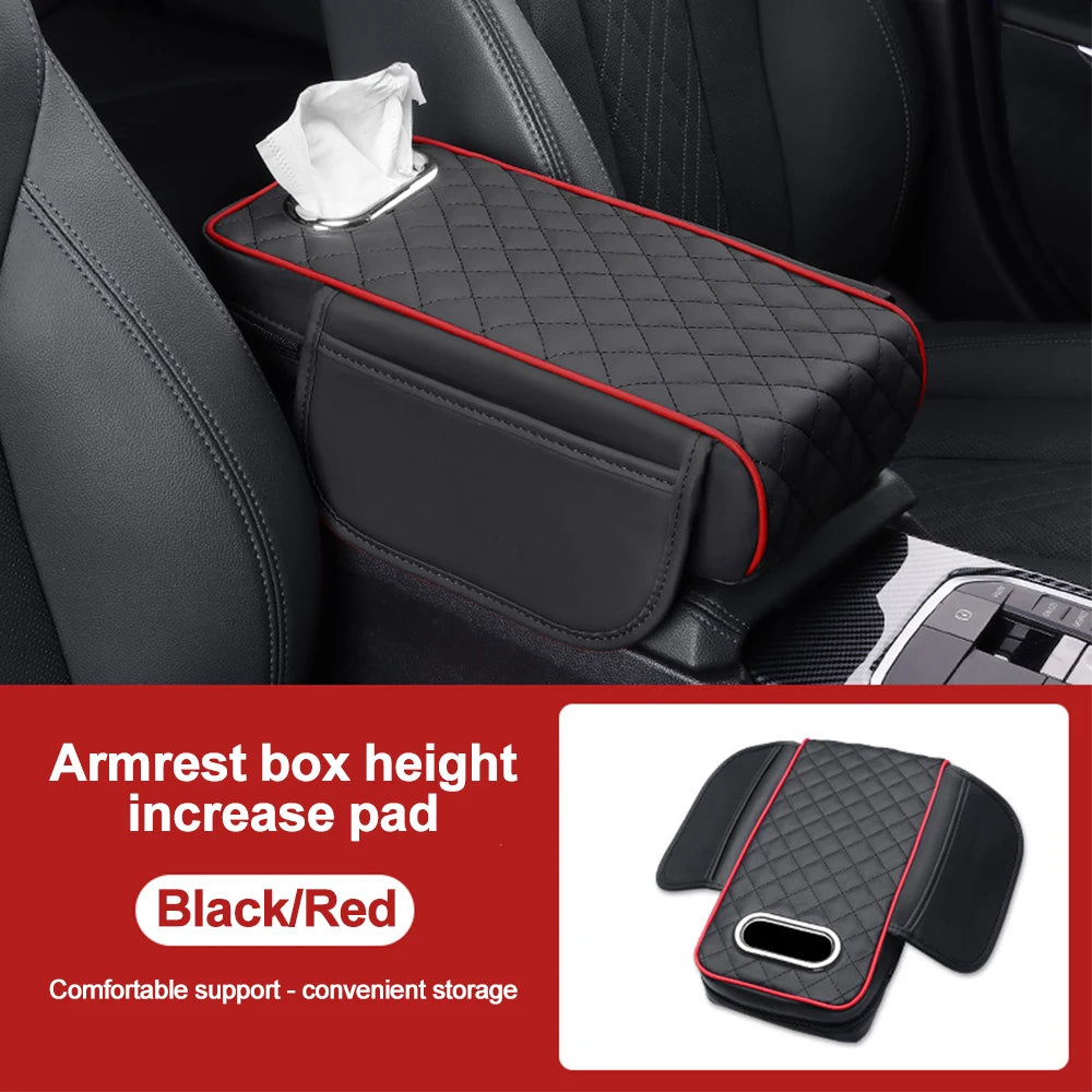 Universal Car Armrest Pad with Tissue Storage – Comfortable Console Cushion