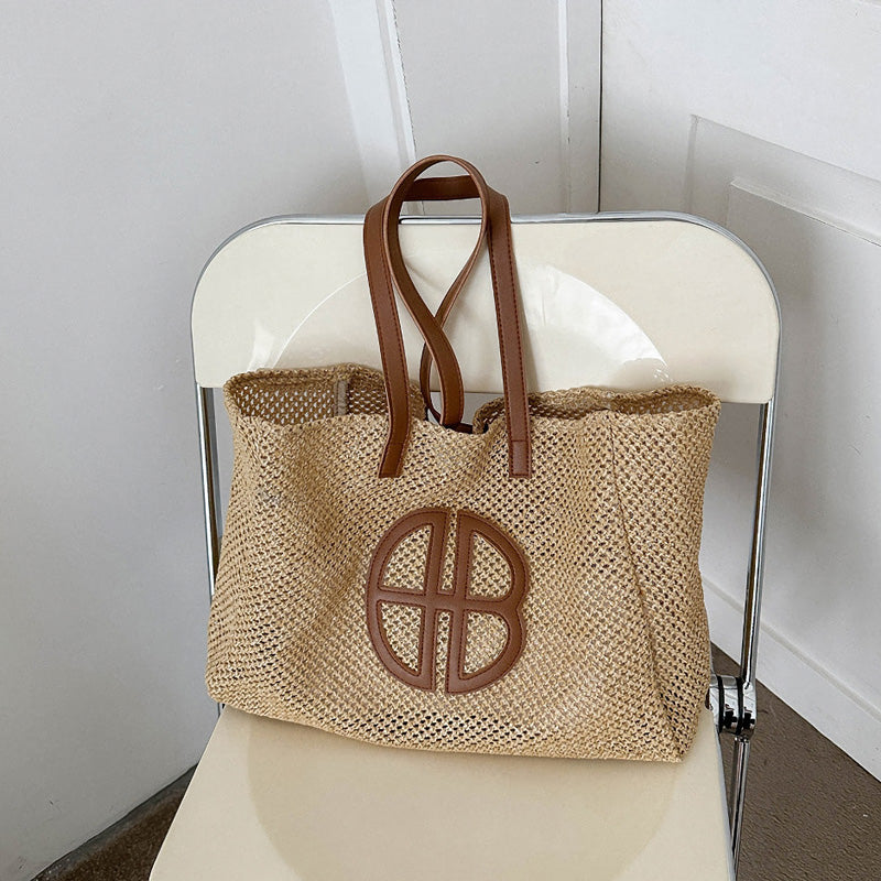 Handmade Straw Knitting Tote Bag