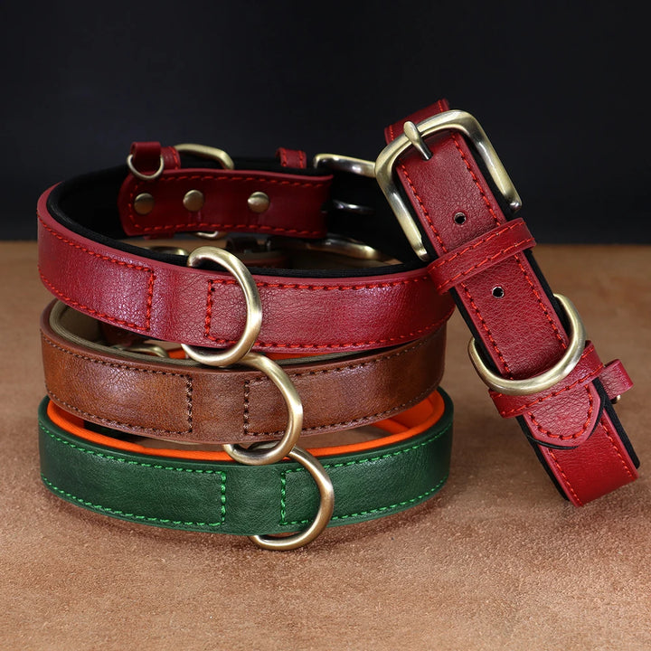 Soft Padded PU Leather Dog Collar