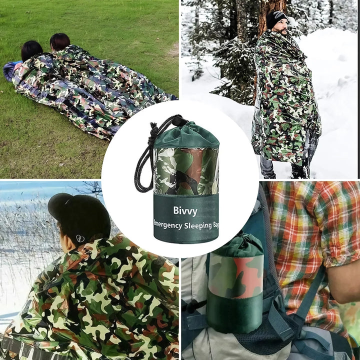 Camouflage Waterproof Emergency Sleeping Bag for Outdoor Camping and Survival