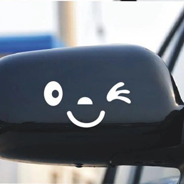 Cute Smiley Face Reflective Mirror Stickers for Cars - 2pcs