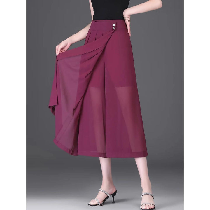 Elegant Chiffon Wide-Leg Capri Pants