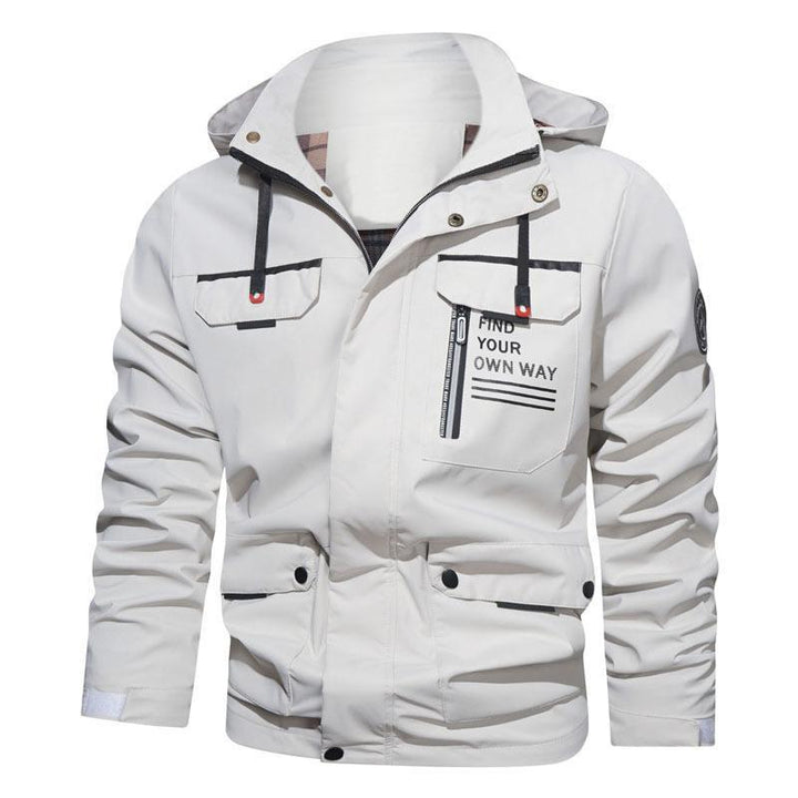 Men's Outdoor Casual Shell Jacket Sports Hooded Fleece Jacket Coat